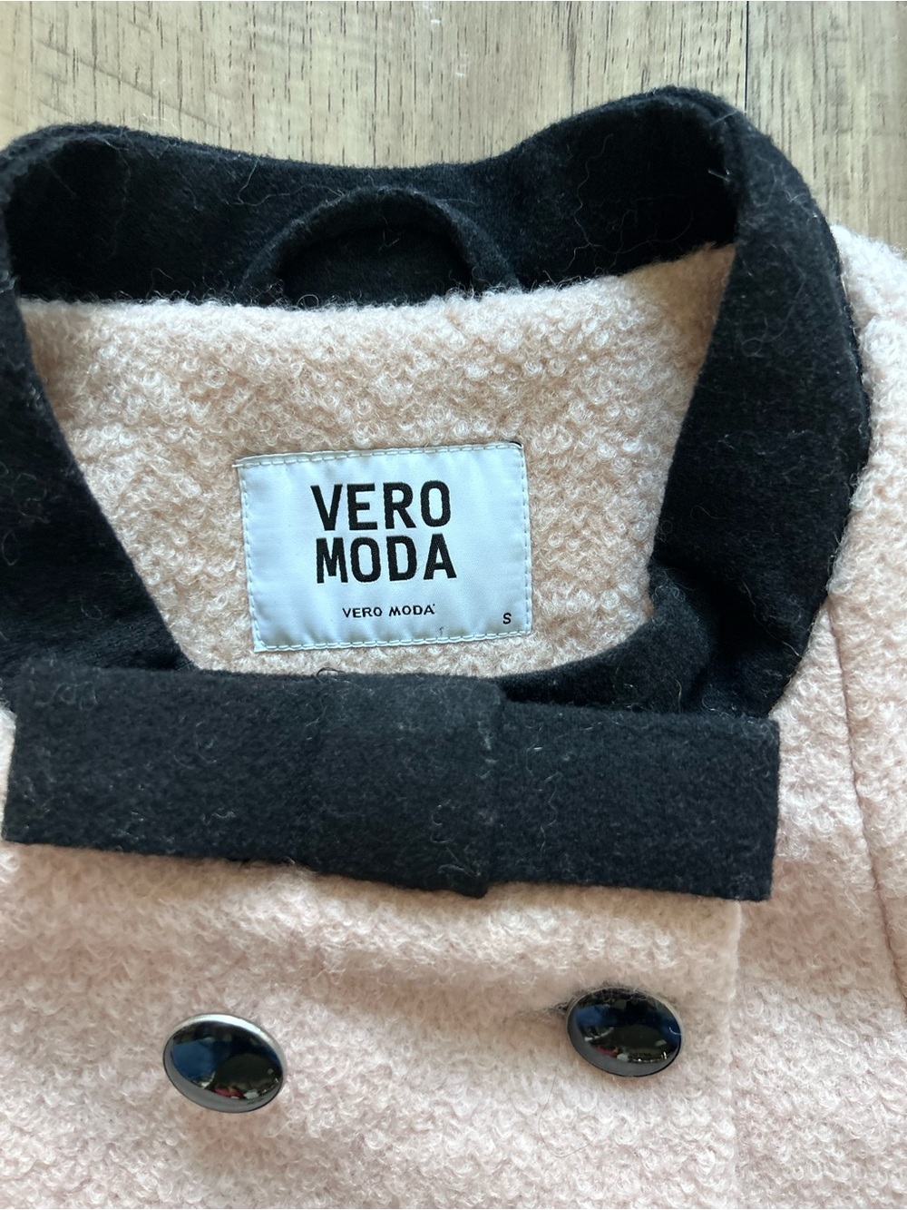 Wool Blend pale pink Coat Black bow Collar feminine girly classy fall fancy - Picture 3 of 13